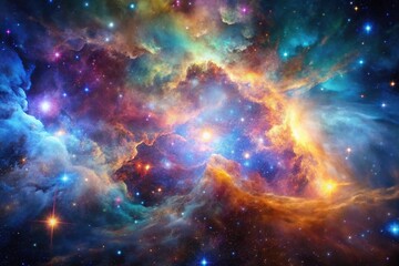 Fototapeta premium Vivid cosmic nebula illuminating the universe in extreme close-up