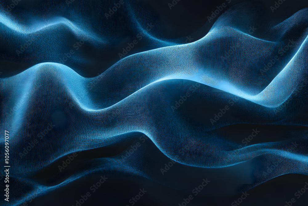 Canvas Prints abstract wavy blue background. waves from many lines. digital space. holographic background