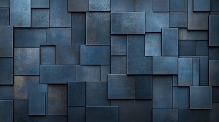 Stunning Matte Finish Dark Blue Geometric Panel Wall Design - Perfect Poster for Modern Sports Interiors and Contemporary Art Spaces