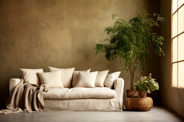 Cozy Mediterranean interior design of a living room