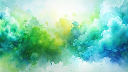 Fototapeta premium watercolor background with abstract light green and blue splashes