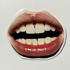 Obraz premium red lipstick lips open mouth sticker