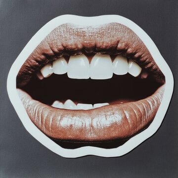 Naklejki red lipstick lips open mouth sticker