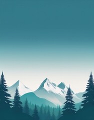 Fototapeta premium Mountains with pine trees and a blue sky in the background