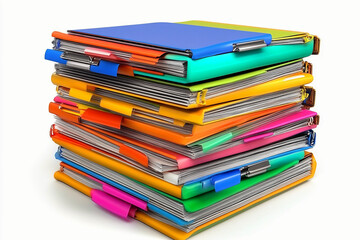 files isolated on white: Stack of different files with documents,  files business, paper files