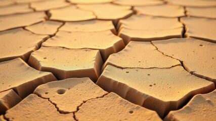 Cracked surface of sandy soil in dry climate conditions