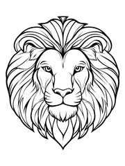 Lion head line art for coloring