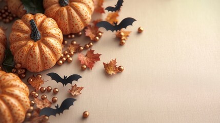 Fototapeta premium pumpkins on a beige background