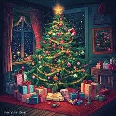 Christmas tree in the night