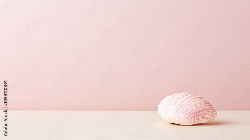 Poster serene pink background with a single shell display