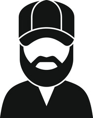 Simple avatar icon featuring a bearded man wearing a baseball cap and a casual shirt