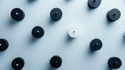Contrast of Black and White Cylinders on Flat Surface