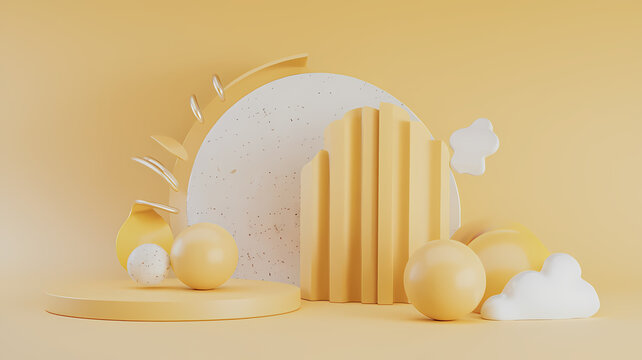 Abstract 3D Render of Yellow Spheres &ndash; Modern Background Design