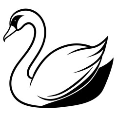 Obraz premium Swan Silhouette Vector Illustration White Background