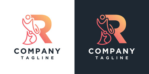 People Letter R Icon Element Template. Community Logo Vector Icon. Teamwork Logo Design