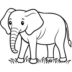 Obraz premium An elephant standing in a field of grass line art 
