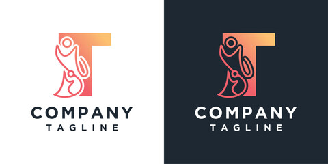 People Letter T Icon Element Template. Community Logo Vector Icon. Teamwork Logo Design