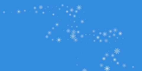 Snowflakes. Snow, snowfall. Falling scattered white snowflakes on a blue background.