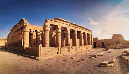 Templo Egipcio en ruinas, postal de viaje