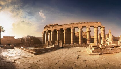 Obraz premium Templo Egipcio en ruinas, postal de viaje