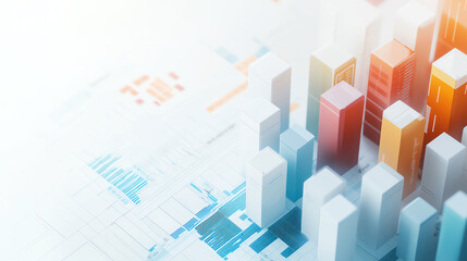 Abstract financial graph showcasing modern data visualization with colorful bars and charts for business analysis.