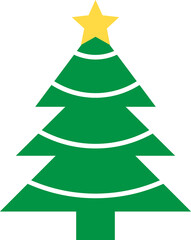 Obraz premium Christmas tree icon vector illustration. Christmas green tree illustration with star, christmas tree vector illustration, Tree vector art, christmas tree silhouette, Christmas vector icon.