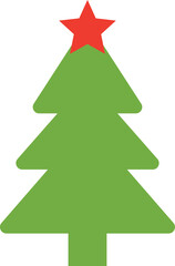 Obraz premium Christmas tree icon vector illustration. Christmas green tree illustration with star, christmas tree vector illustration, Tree vector art, christmas tree silhouette, Christmas vector icon.