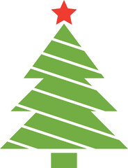 Christmas tree icon vector illustration. Christmas green tree illustration with star, christmas tree vector illustration, Tree vector art, christmas tree silhouette, Christmas vector icon.