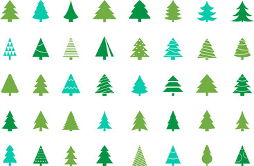 Obraz premium Christmas tree icon vector illustration. Christmas green tree illustration with star, christmas tree vector illustration, Tree vector art, christmas tree silhouette, Christmas vector icon.