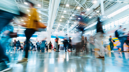 Blurred people business at a trade fair.