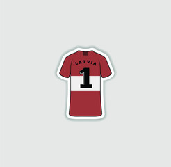 Get a sticker with a unique design of the Latvia football jersey! A stylish and vibrant accessory for fans. Show your support for your favorite team!	