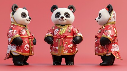 Obraz premium Cute panda 3D, male