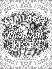 Happy New Year Quote Coloring Page for Adults. New Year Mandala Quote Coloring Page.