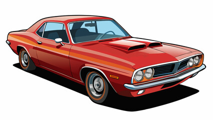 Fototapeta premium Classic Red Muscle Car Illustration: Retro American Automobile Art. Old vintage muscle car 