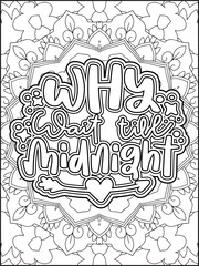Happy New Year Quote Coloring Page for Adults. New Year Mandala Quote Coloring Page.