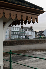 View of beach front properties from beach shelter for use as a background