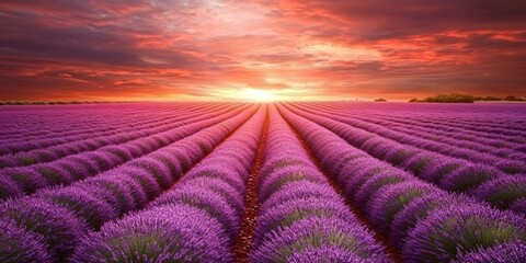 Fototapeta premium Lavender Field at Sunset