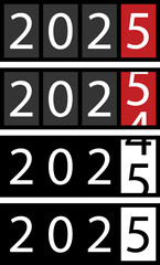 2025 New Year'S Countdown. Happy New Year 2025 Countdown Clocks. 2025 Analog New year counter. Electric counter. Electric meter with numbers. Countdown timer date calendar Vector illustration.