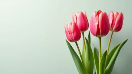 Fototapeta premium pink tulips isolated on light background