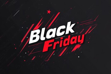 text logo "Black Friday" text with the words Black Friday sale, text on solid background white letters, red outline font Generative AI