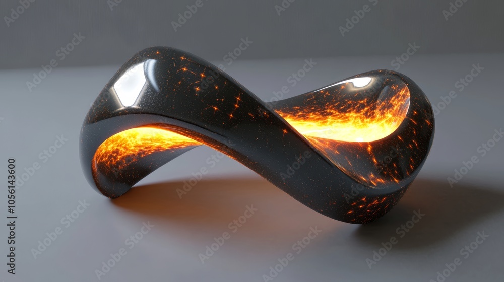 Poster a glowing infinity loop with fiery cosmic textures symbolizes infinite possibilities and connections