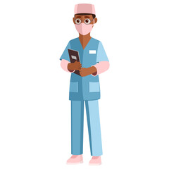 Doctor male with files. Vector illustration in a flat style	