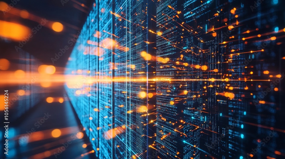 Poster futuristic data stream an abstract visualization capturing the essence of technology and innovation 