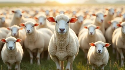 Fototapeta premium Image of a flock of neck on a natural background. Farm Animals.