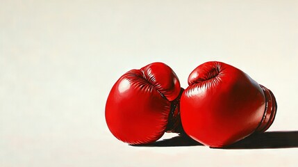   Red boxing glove pair on white background, shadowed