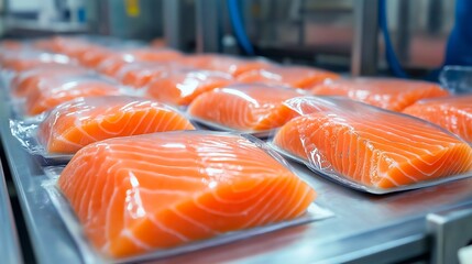 Fresh salmon fillet in packaging