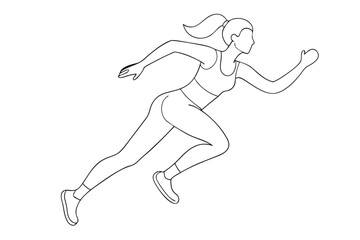Female Athlete Sprinting A Detailed Line Drawing Vector for Sports Enthusiasts