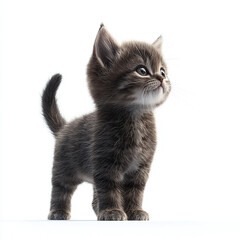 Adorable Fluffy Kitten Standing Proudly with Curious Eyes and Fluffy Tail