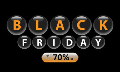 black friday minimalist banner design with transparent bubble , sale, promotion, advertising, discount, event