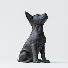 Adorable Gray Puppy Looking Upwards with Curiosity and Innocence - Perfect Pet Portrait for Animal Lovers and Stock Photography